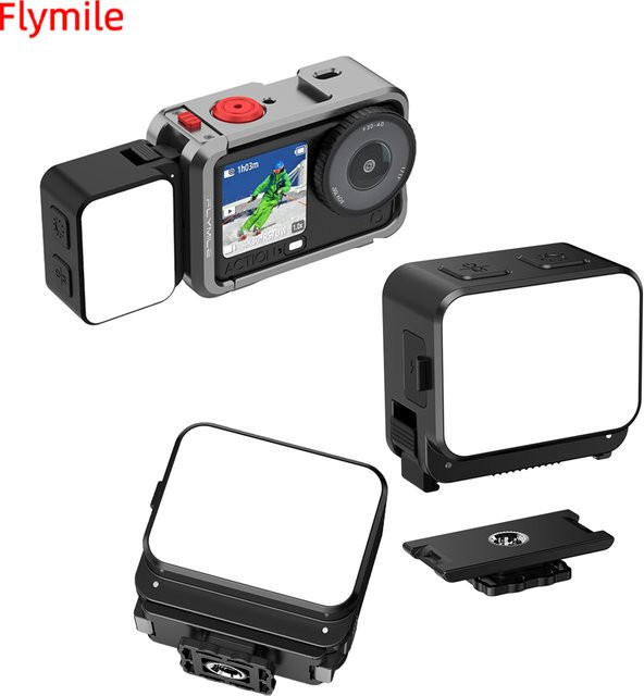 Flymile magnetisches Fülllicht für DJI Osmo Action 6, Schwarz, 3 Farbtemperaturen, IPX4 wasserdicht, 4-stufige Dimmung - Bild 1