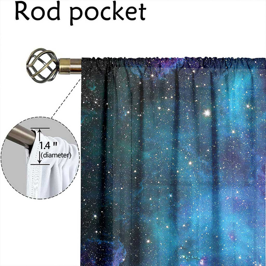 2er Set Moderne Galaxy Vorhänge mit 3D Cosmic Sternen-Druck, halbtransparent, Mehrfarbig, B: 150 cm, H: 166 cm - Bild 3