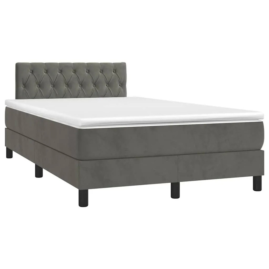 vidaXL Boxspringbett mit Matratze und LED in Dunkelgrau, Hybridbett mit USB-Ladeport und Taschenfederkern, B/T: 120 x 190 cm - Bild 2