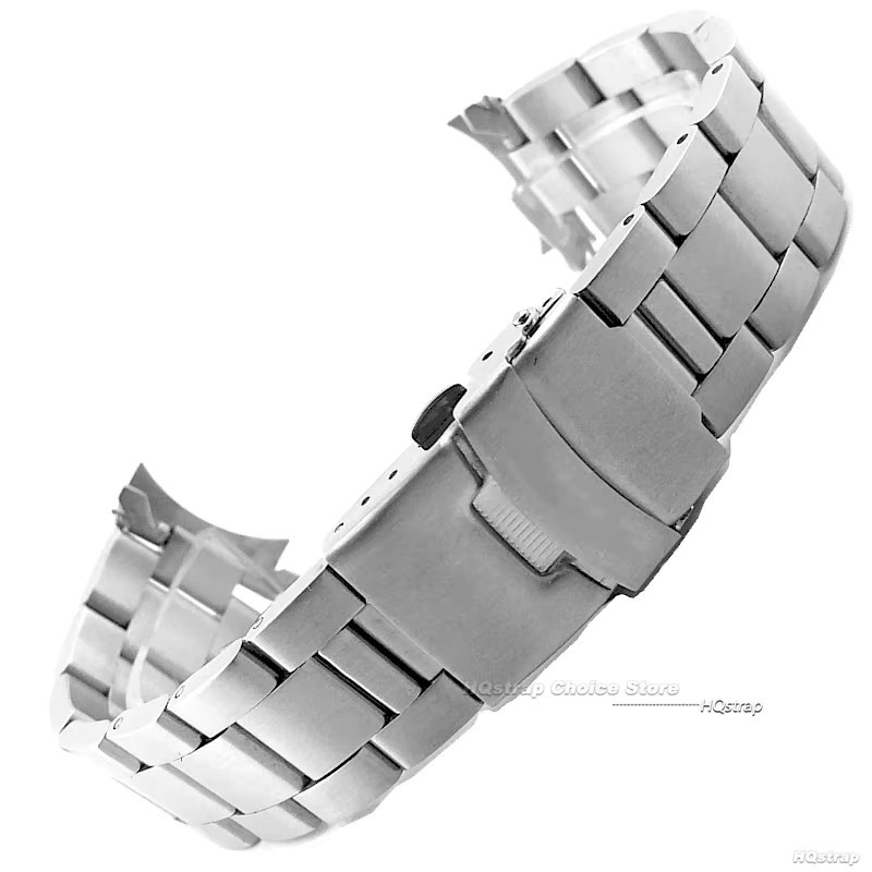 HQstrap Uhrenarmband Edelstahl, Silber, 20 mm, 22 mm, gebogenes Ende - Bild 4
