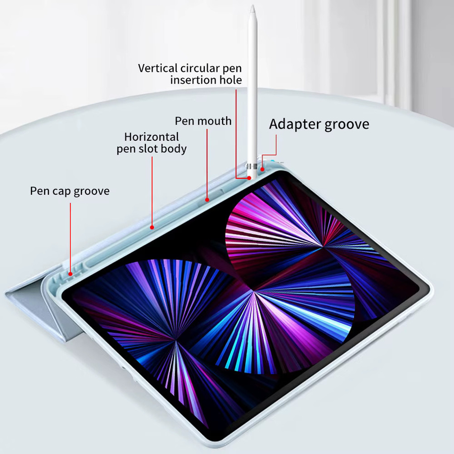DANYCASE Schutzhülle für iPad 10. Generation, Air 4 5 6 und Pro 11/12,9/13 Zoll, 3-fach faltbare Sturzschutzabdeckung, Blau oder Lila - Bild 3