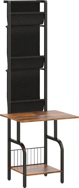 HOMCOM Medienregal für CDs, DVDs und Blu-rays in Rustikal-Braun mit 3 Stofftaschen und Tischplatte, B/T/H: 50 x 48,5 x 144 cm - Bild 1