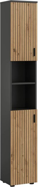 Badhochschrank Mone von xonox.home in Basalt Nachbildung Artisan Oak, Grau-Braun, B/H/T: 30 x 192 x 30 cm - Bild 1