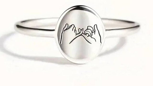 Huitan Promise Ring, Silber, Damen, Hand in Hand Muster - Bild 1
