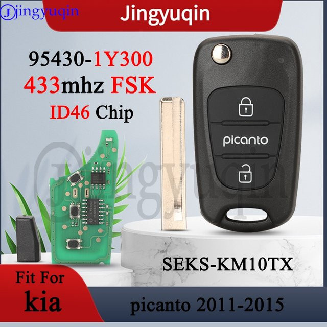 Jingyuqin Klappschlüssel-Fernbedienung für Kia Picanto 2011–2015 mit 3 Tasten, 433 MHz FSK, ID46 Chip, Farbe: Schwarz - Bild 1
