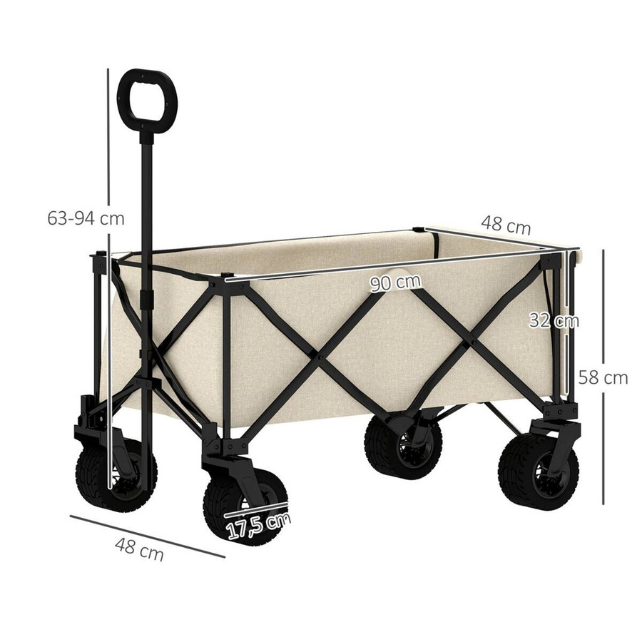 Outsunny Gartenwagen aus Polyester und Stahl in Beige B/H/L: 48 x 92 x 90 cm - Bild 4