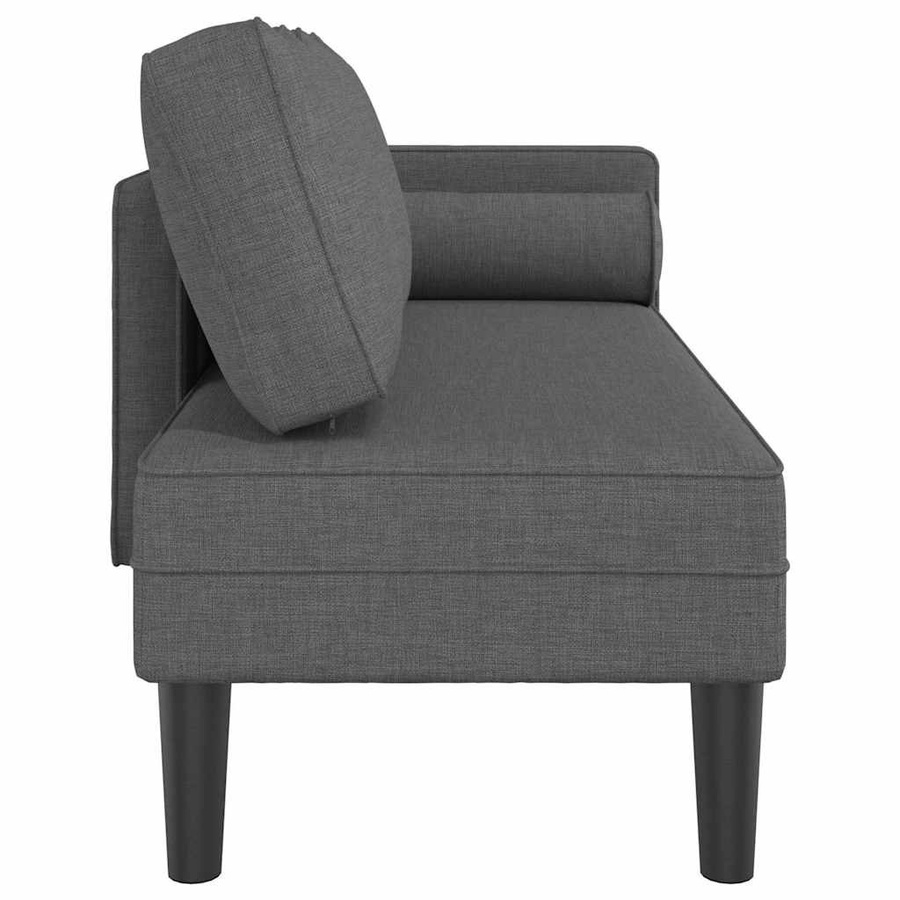 vidaXL Chaiselongue modern mit Kissen in Dunkelgrau aus Stoff, B/T/H: 116,5 x 62,0 x 57,5 cm - Bild 4