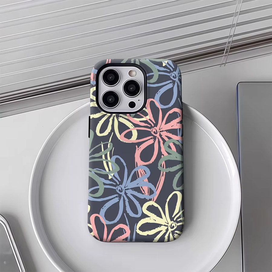 Handyhülle Pastellblumen für Apple iPhone 17 16 15 14 13 12 11 Pro Max Plus mit doppelschichtiger Rückseite in Multicolour - Bild 3