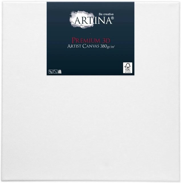 Artina Premium 3D Keilrahmen aus Holz mit Baumwollleinwand, Farbe: Weiß, B/T/H: 60 x 60 x 4 cm, FSC-zertifiziert - Bild 1