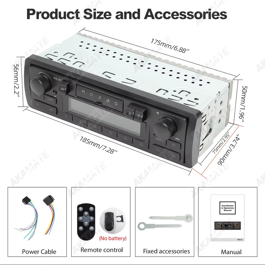 AKAMATE Din MP3 Autoradio im Retro-Stil mit Bluetooth 5.1, AUX, FM/AM/RDS, USB und Sprachsteuerung in Schwarz - Bild 6