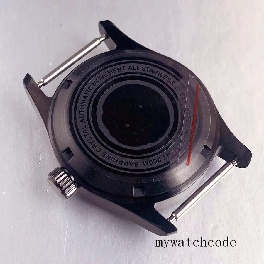 Tandorio Pilotenuhrengehäuse, Edelstahl, Schwarz, 36mm/39mm, Unisex - Bild 3