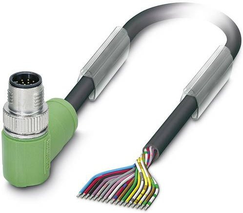 Phoenix Contact 1555305 Sensor-Aktor-Steckverbinder M12 Stecker gewinkelt, 17 Polzahl, schwarz-grün, 1,50 m Länge - Bild 1