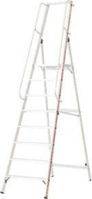 Hymer Plattformleiter mit langem Handlauf in Silber, 8 Stufen, B/T/H: 44 x 40 x 8 cm - Bild 1