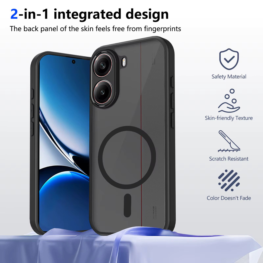 Xiaomi Handyhülle für Redmi Turbo 5 Max 4 in Schwarz mit mattem TPU-Rahmen und stoßfester Hartplastik-Rückseite, kabelloses Laden möglich - Bild 2