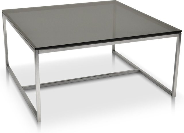 Couchtisch 8110ER von HASSE in Silber mit Rauchglas und Edelstahl, B/T/H: 90 x 90 x 44 cm - Bild 1