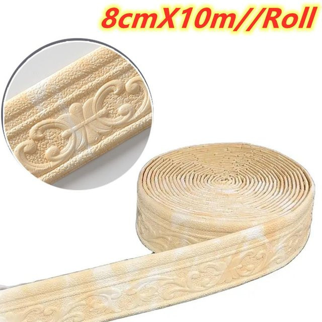 Selbstklebende 3D Wandleiste KTY als wasserdichte Sockelleiste und Bordüre in Beige, 1 Rolle, Höhe: 8 cm, Länge: 10 m - Bild 1