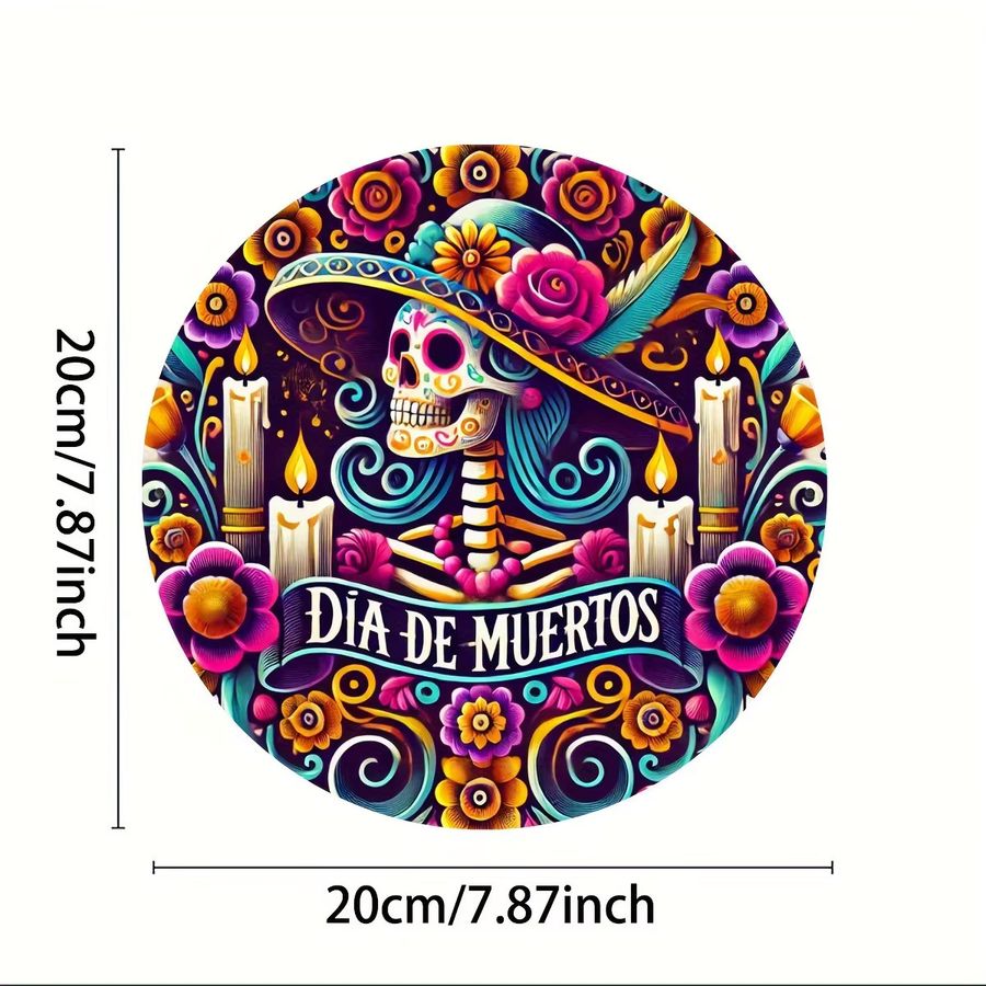 Potdemiel Aluminiumschild Day of the Dead mit Zuckerschädel-Design, Multicolor, B/H: 20,3 x 20,3 cm - Bild 2