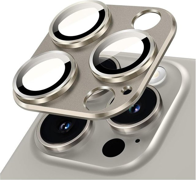 Ahowie Kameraobjektivschutz aus titangrauem Metall für iPhone 16 15 14 13 12 11 Pro Max Plus Mini, Farbe: Grau - Bild 1