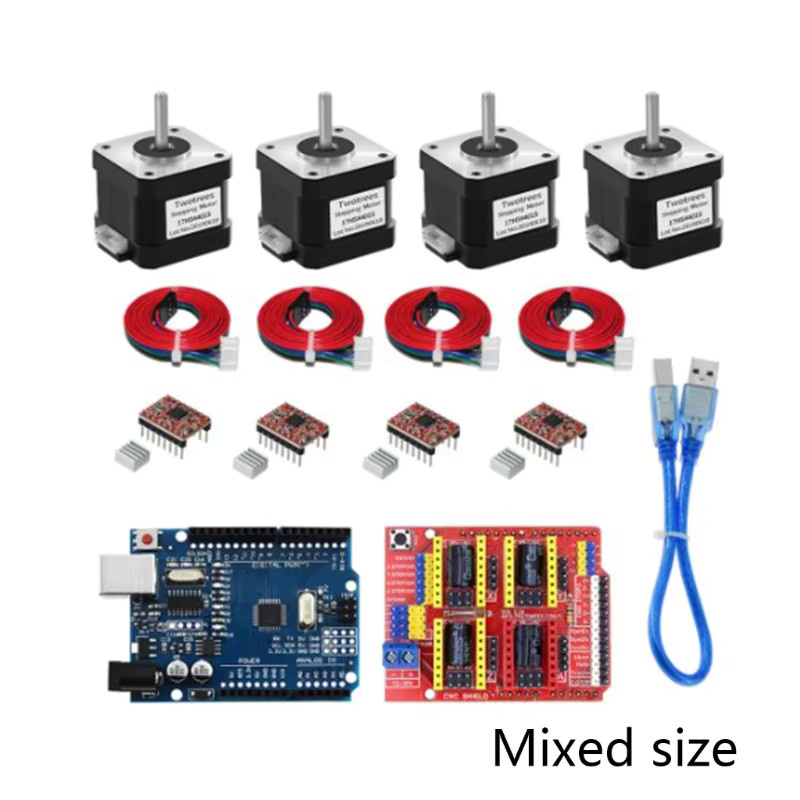 OOTDTY Set aus 4 NEMA17 Schrittmotoren 17HS4401S und 4 A4988 Treibern für CNC-Graviermaschinen und 3D-Drucker mit CNC-Shield V3 - Bild 3