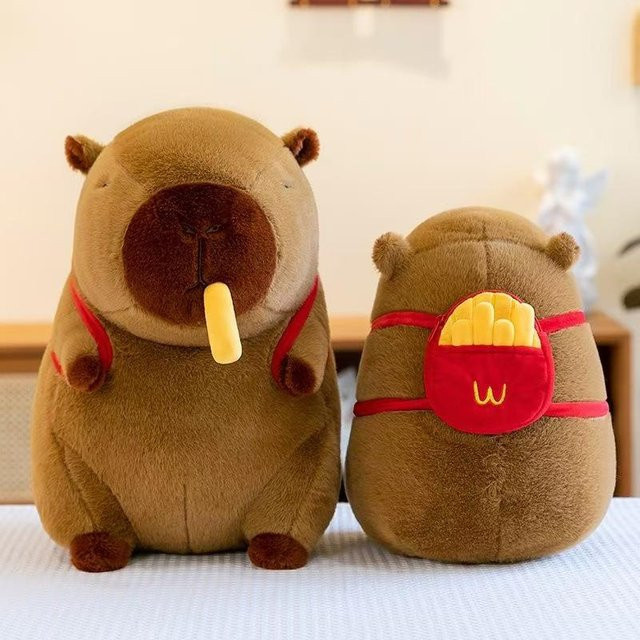 Capybara-Puppe mit Schildkröten-Rucksack, Plüschtier-Puppe, Braun, Bunt / Mehrfarbig - Bild 1