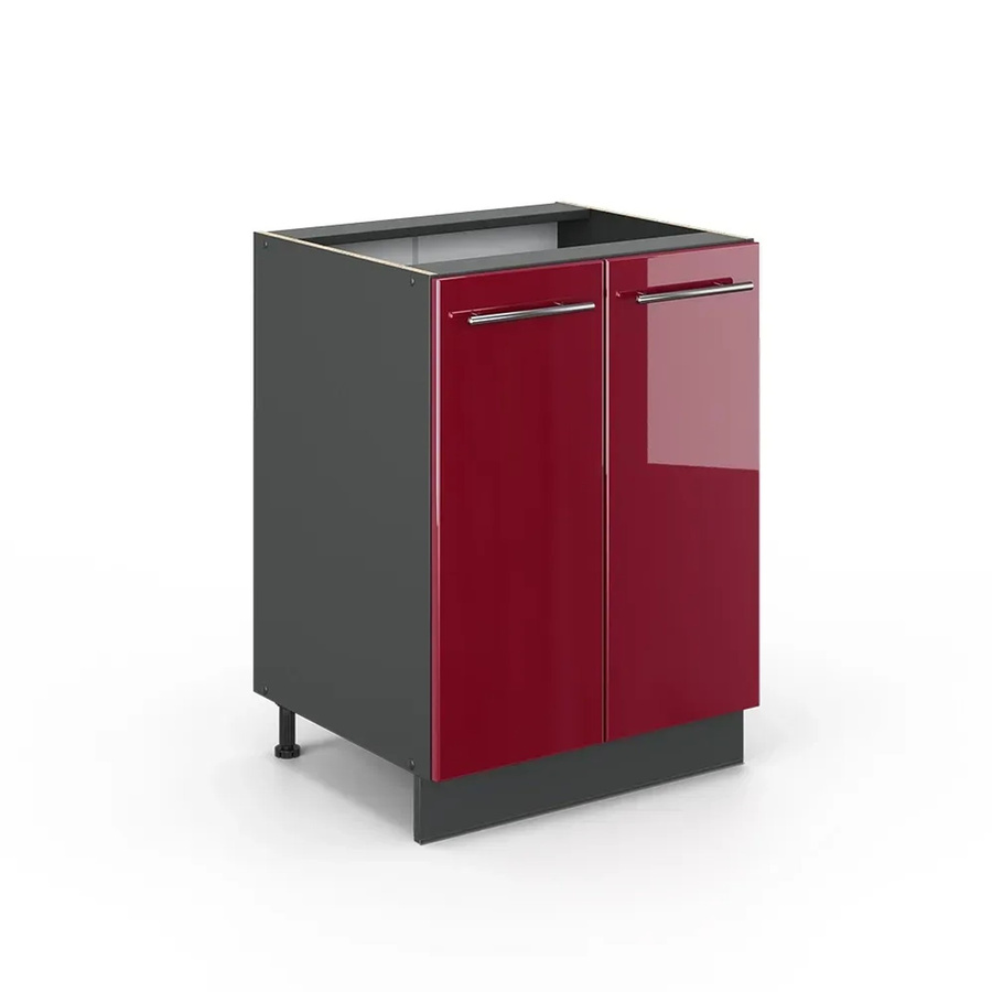 Vicco Küchenunterschrank Fame-Line Bordeaux Hochglanz Anthrazit mit Softclose Scharnieren Breite: 60 cm, Höhe: 82 cm, Tiefe: 51,6 cm - Bild 3