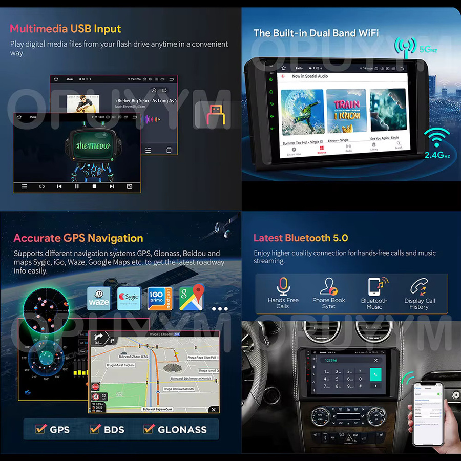 OPUYYM Android 15 Auto Radio für Hyundai H350 2015 - 2021 mit GPS, Multimedia Player, Navi Head Unit Stereo, 360 Kamera, DSP, RDS und Bluetooth in Schwarz - Bild 5