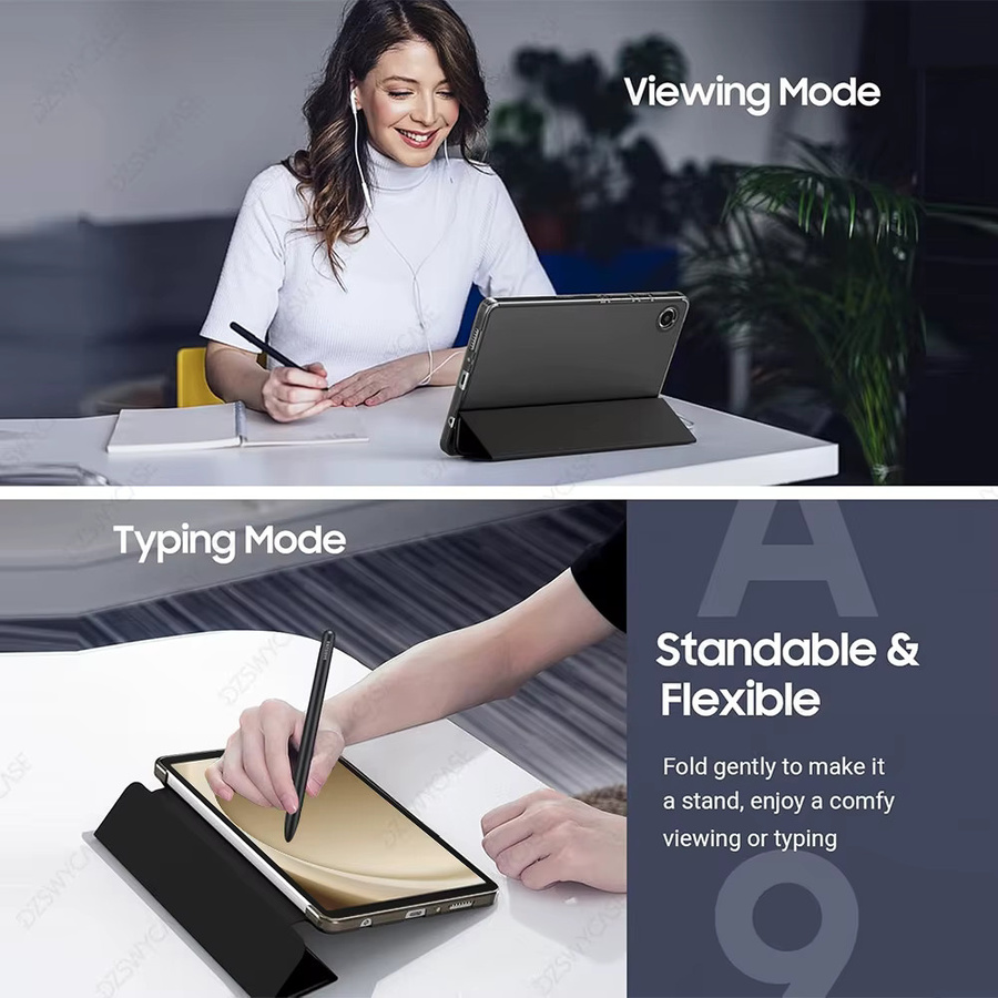 Silikonhülle für Samsung Galaxy Tab A9/A11 8,7 Zoll 2023 2025 mit dreifach faltbarer Standabdeckung und Auto-Sleep-Funktion in Blau oder Schwarz - Bild 5