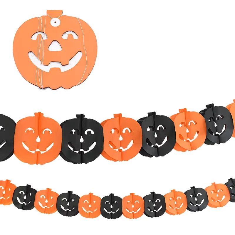 3M Halloween-Dekoration aus Öko-Papier mit Kürbis, Fledermaus und Spinne in Schwarz-Orange - Bild 5