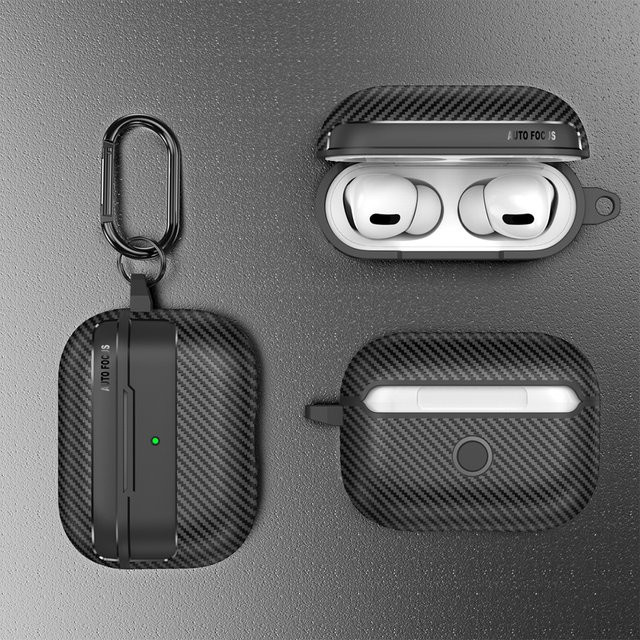 DO AS YOU WISH Silikon Schutzhülle für AirPods Pro 3 mit Carbon-Faser-Textur und Haken in Schwarz - Bild 1