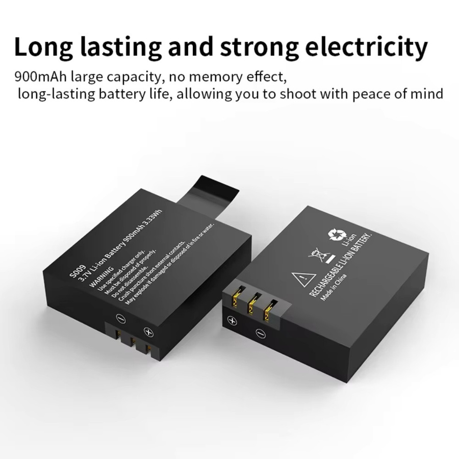 SJCAM wiederaufladbarer Kamera-Akku 3,7 V 900 mAh für Action Kameras SJ4000 WiFi, SJ5000 WiFi, SJ6000, SJ7000 WiFi und M10 in Schwarz - Bild 3