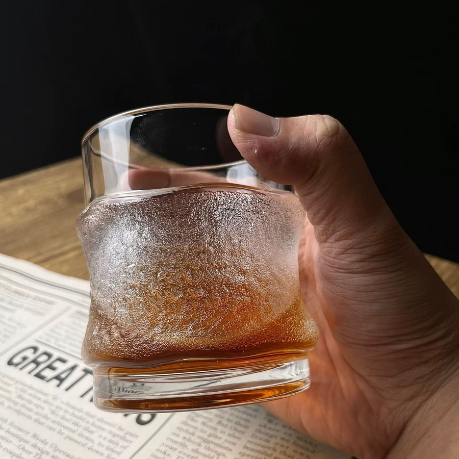 Hochwertiges japanisches Wasserglas aus Glas, transparent, für Kaltgetränke, Kaffee oder Whisky - Bild 2