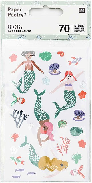 Rico Design Paper Poetry Sticker Mermaid Meerjungfrauen, 70 Stück - Bild 1