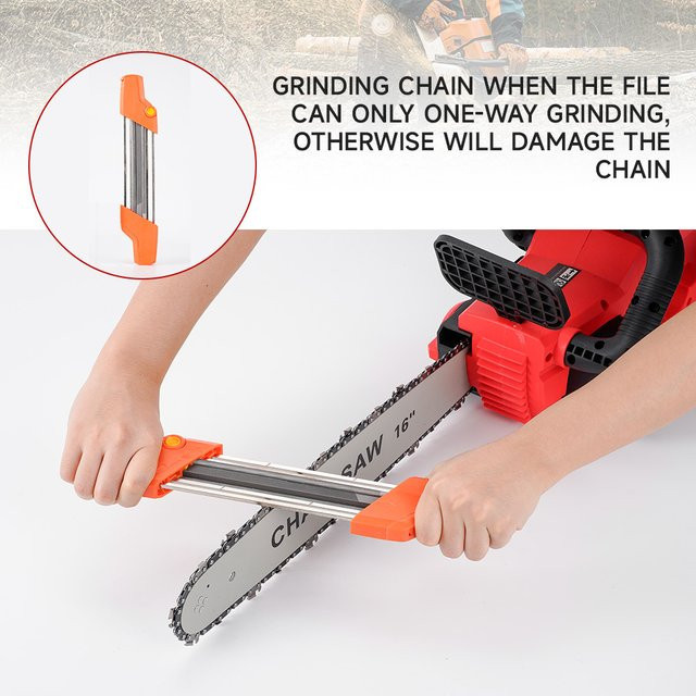 Hormy 2-in-1 Mini-Kettensägen-Schärfer für 3/8 P 4,0mm Sägeketten in Orange mit 2 Stück 5/32 Zoll Feilen - Bild 1