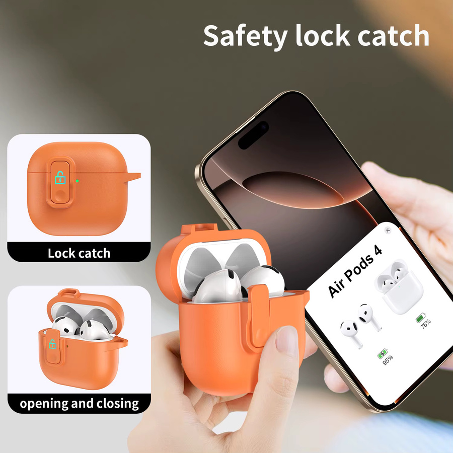 Luxus Lederhülle mit Schloss-Schnalle Design für Apple AirPods 4 und AirPods Pro 2 Generation - Bild 4