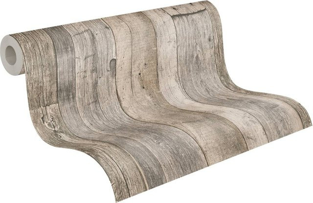 A.S. Création Vliestapete Holzoptik in Schwarz, Beige und Grau, B/H: 53 x 1005 cm - Bild 1