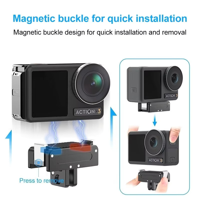 DJI Magnetischer Quick Release Konverter Basis Adapter aus Aluminium Legierung für DJI OSMO Action 5 Pro, 4 und 3 in Schwarz - Bild 2