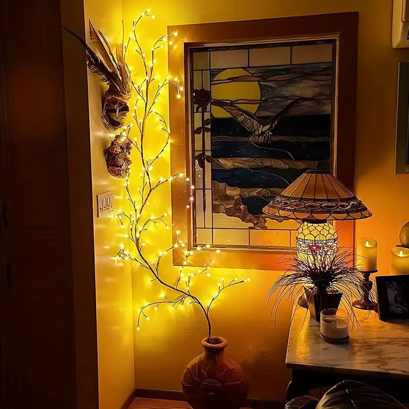 USB-betriebene LED Weidenrebenlicht Lichterkette mit biegbaren Zweigen in Warmweiß für Zuhause und Outdoor - Bild 3