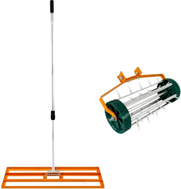 Monstershop T Mechanischer Rasenrakel und rollender Rasenlüfter in Orange, Breite: 100 cm - Bild 1