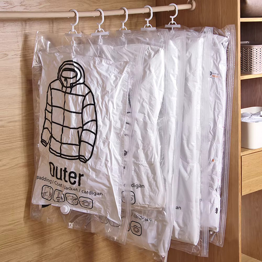 APWIKOGER Hängende Vakuumbeutel Kleidung Organizer, Staubdichte Kompressionsbeutel für Kleiderschrank und Bettzeug, transparent - Bild 2