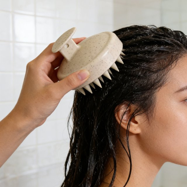 Silikon-Haarwaschbürste aus Weizenstroh, Kopfhautbürste, Unisex - Bild 1