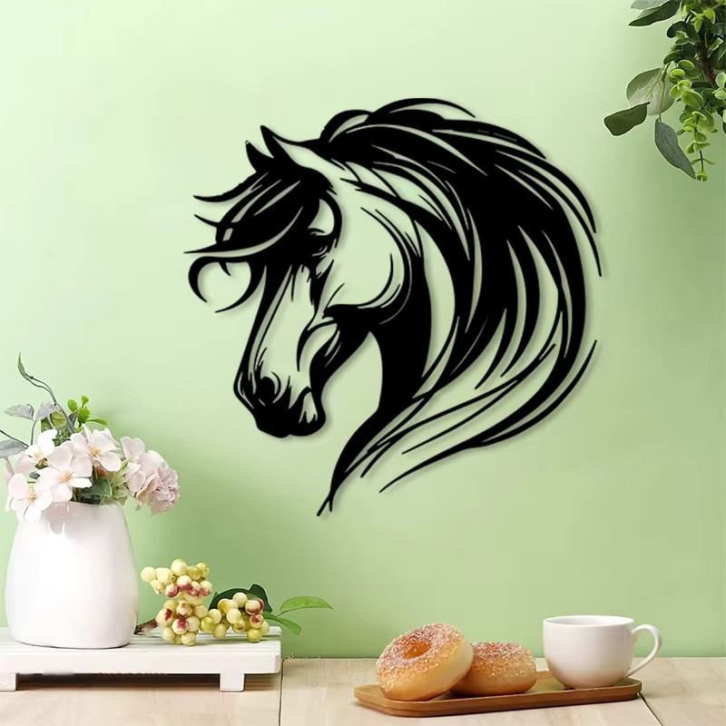 CIFBUY Vintage Pferde-Metallwandkunst in Schwarz - Bild 2