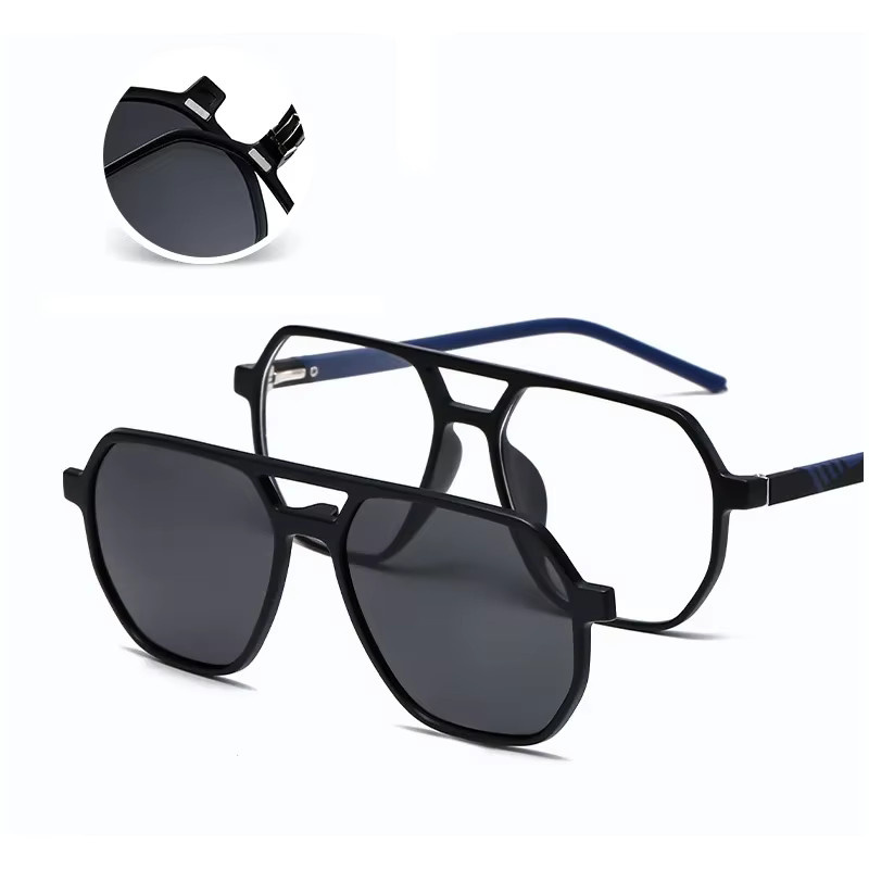 NINJONA Sonnenbrille, quadratisch, Vollrand, Kunststoff, schwarz, polarisiert - Bild 3