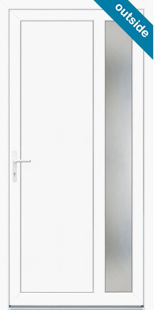 Panto Nebeneingangstür K511 aus Kunststoff in Weiß mit Glaseinsatz, Anschlag Links, B: 98 cm, H: 198 cm - Bild 1