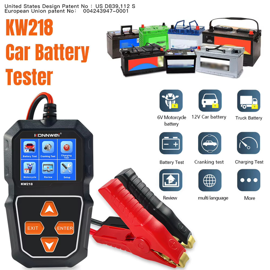 KONNWEi Auto Batterie Tester für 6V-12V zur Echtzeit-Überwachung der Batteriegesundheit und Ladeinspektion in Schwarz - Bild 4