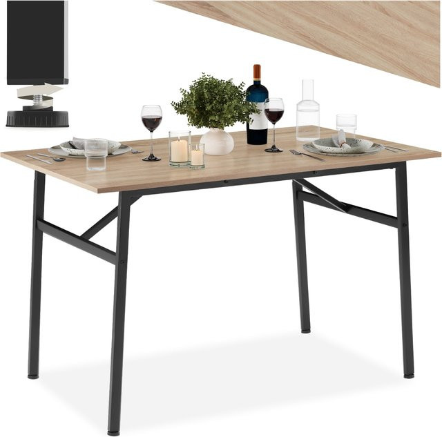 tectake Esstisch Swansea im Industrial Style aus Holz und Stahl, braun, B/T/H: 120 x 75 x 76 cm - Bild 1