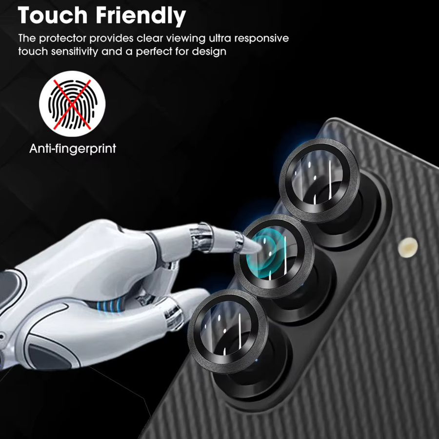 Samsung Galaxy Z Flip/Fold 7 Kamera Schutz Film aus gehärtetem 9H HD Glas mit Metall Ring in Schwarz - Bild 3