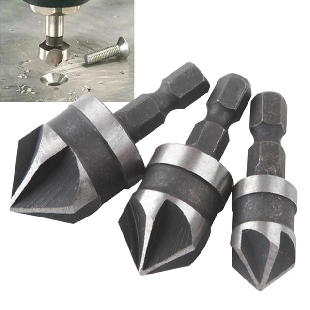 DAZZLEEX Senkerbohrer mit Fünf-Blatt-Fase und 1/4 Zoll Sechskant-Schnellwechselschaft für die Holzbearbeitung, Durchmesser: 12 mm - Bild 1