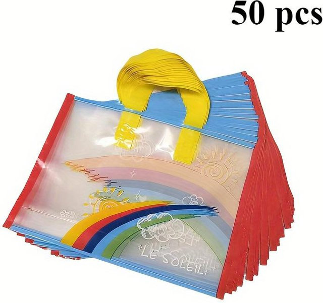 50er Set bunte Geschenktüten aus PE-Material mit Regenbogen-Design von SZRCY - Bild 1