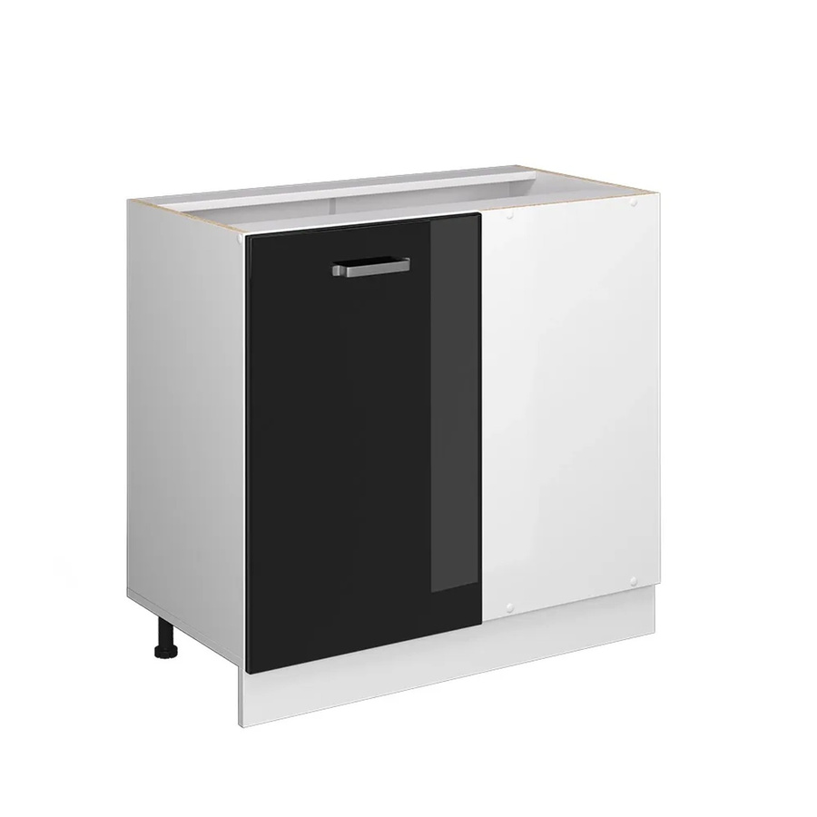 Vicco Eckunterschrank R-Line Küchenschrank in Weiß und Schwarz Hochglanz - Bild 3
