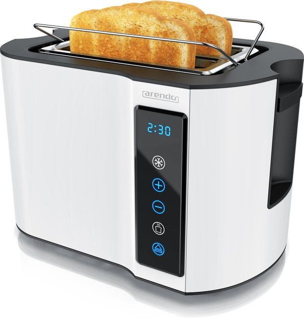 Arendo Toaster in Weiß mit Digitaldisplay, 800 W, Touchpanel und Brötchenaufsatz - Bild 1